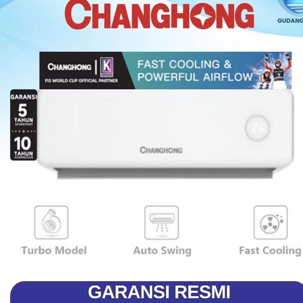 Batam -(Bergaransi Resmi 10Tahun)AC 1PK Changhong Turbo Deluxe 1Pk Lowwat