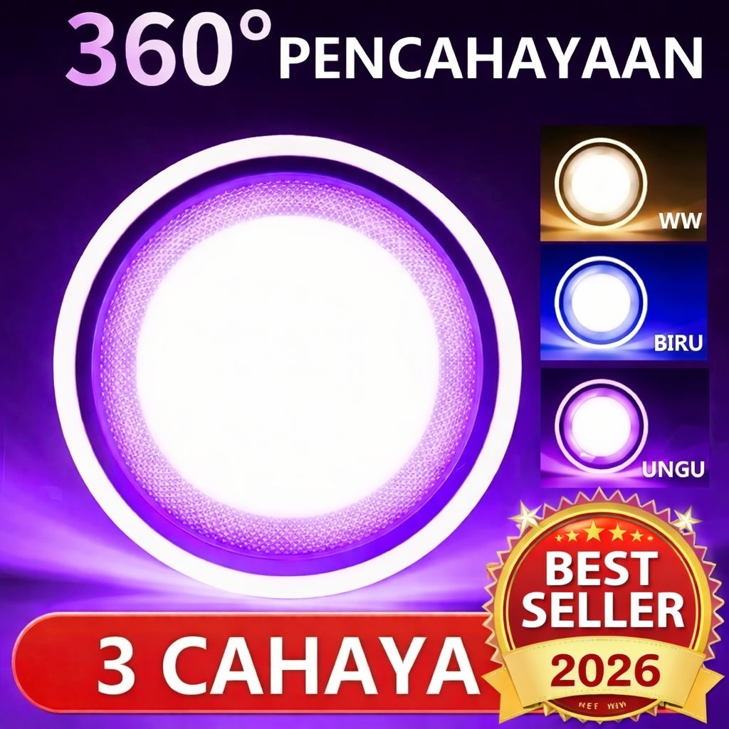 Lampu Led 3 Warna Downlight Tempel Plafon