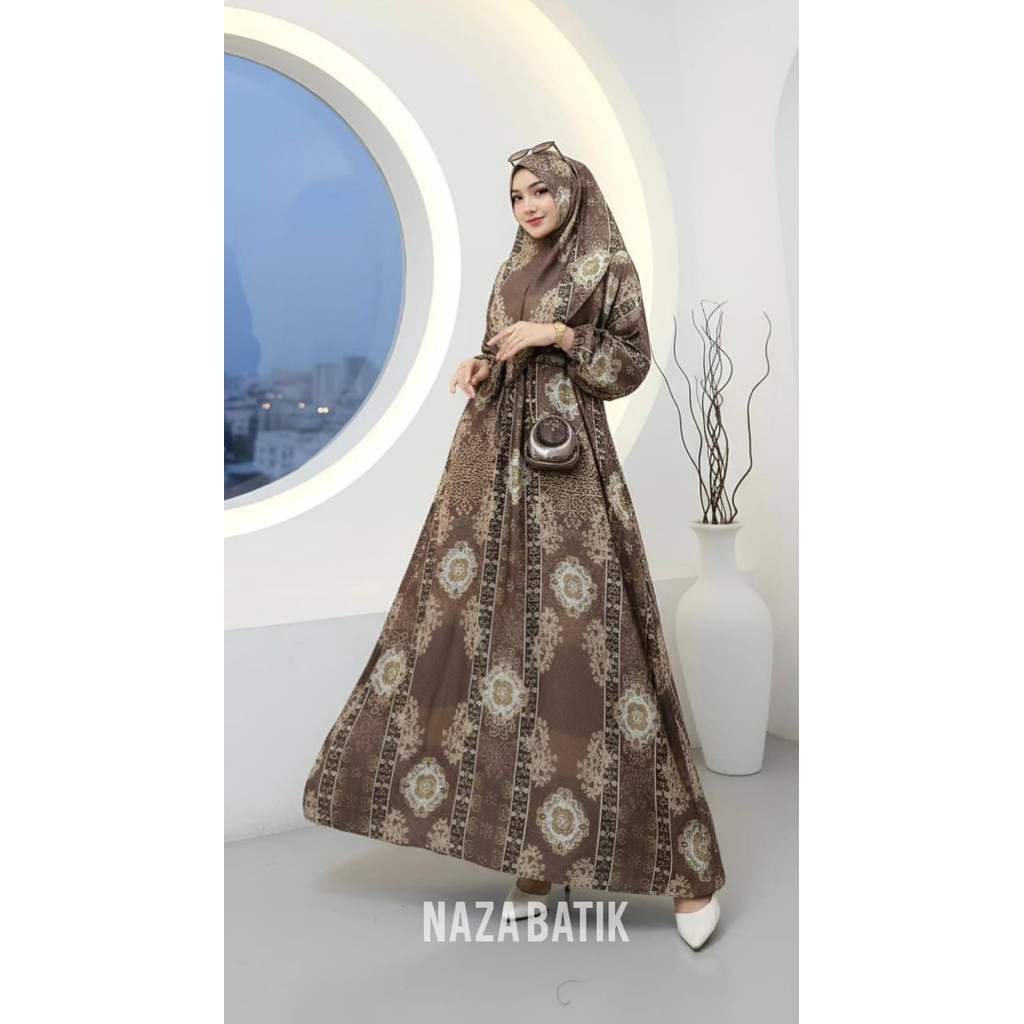 VIRALL GAMIS SAFIRA GRADASI SET KHIMAR MODERN