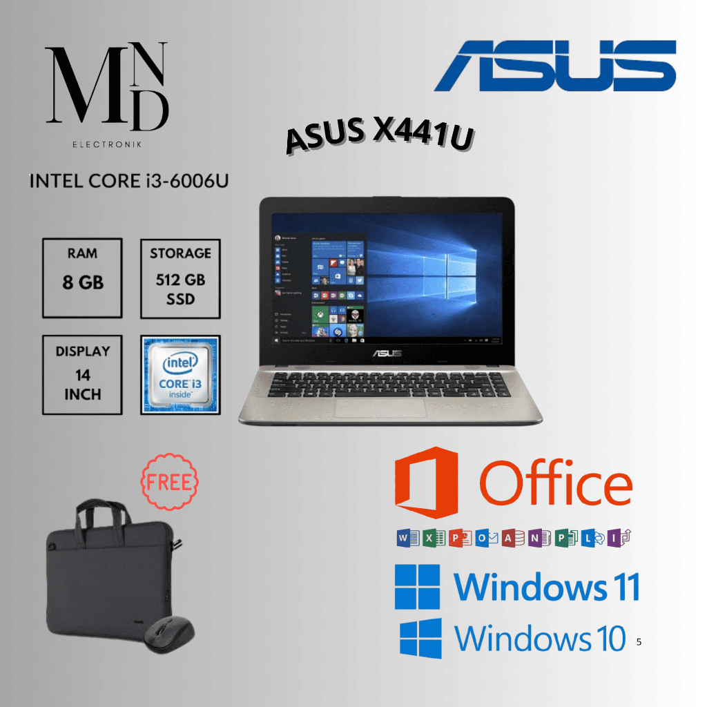 ASUS X441U | INTEL CORE i3-6006U | 8GB RAM | SSD 512GB | 14 INCH