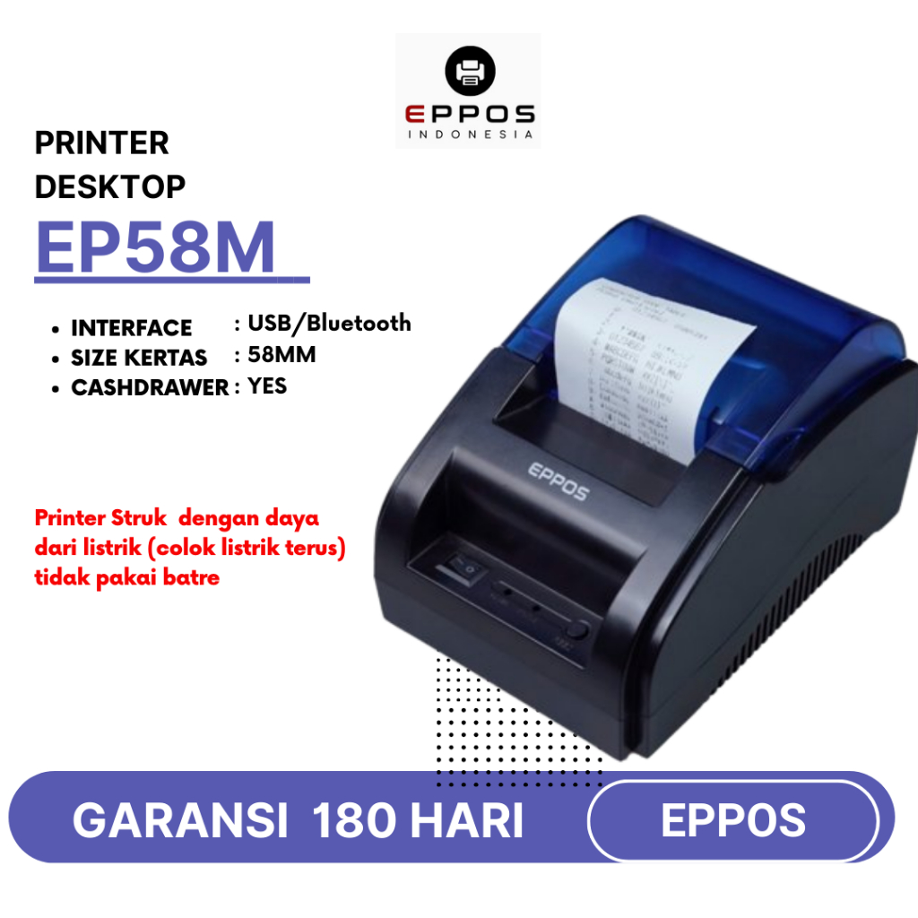 Printer Bluetooth EPPOS Printer Thermal 58mm USB BLUETOOTH EP-RPP02