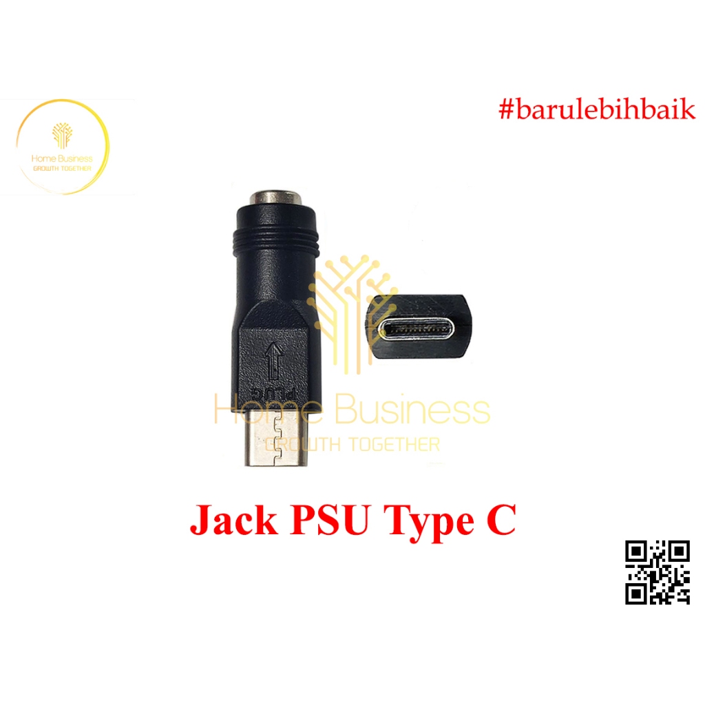 Adaptor Converter DC 5.5x2.1mm Female to USB Type C Male  Konektor Charger Power Supply Jack PSU Lap