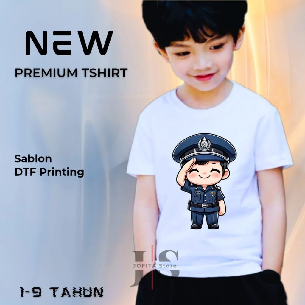 setelan anak motif polisi anime celana garis/stelan anak polisi/stelan anime