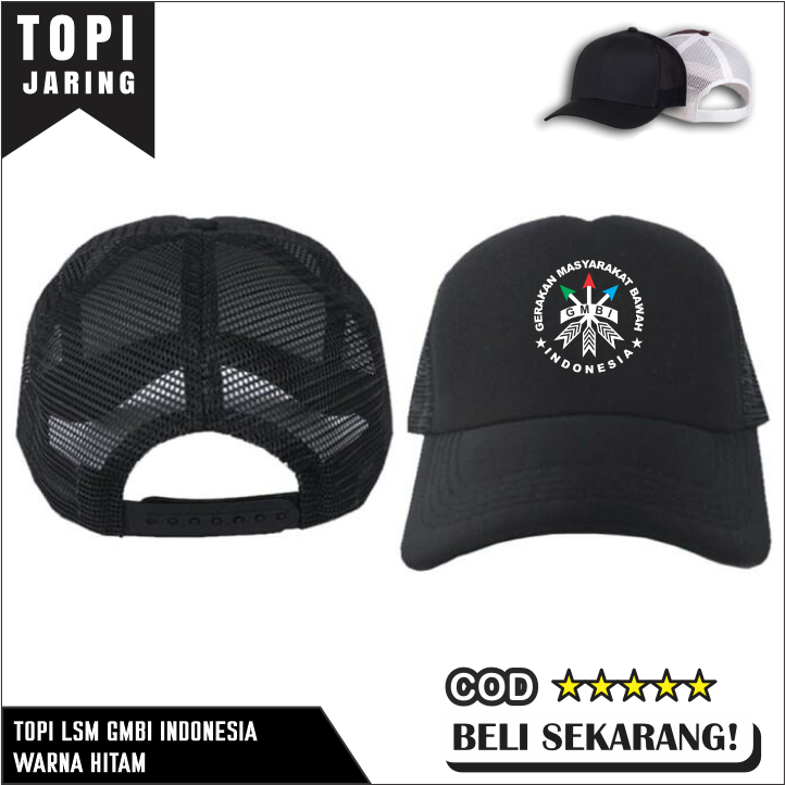 Topi Trucker LSM GMBI Warna hitam topi jaring R75
