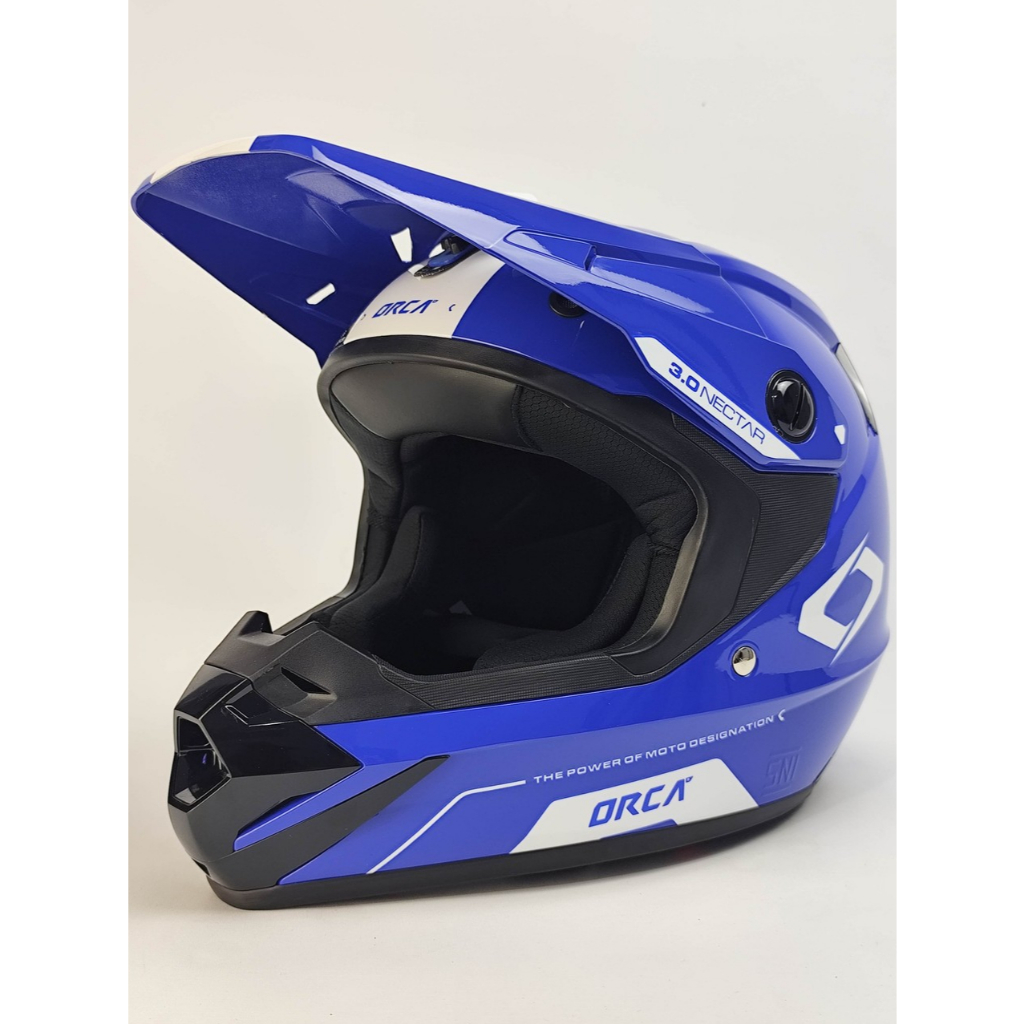 Helm Orca RSV Nectar 3.0 Biru Putih Original Helm Trail Supermoto Enduro