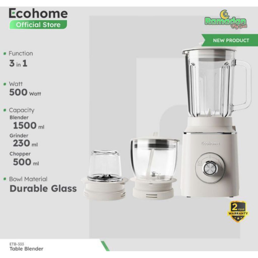 Ecohome Table Blender ETB333 Blender Multifungsi Low Watt & BPA Free | Blender