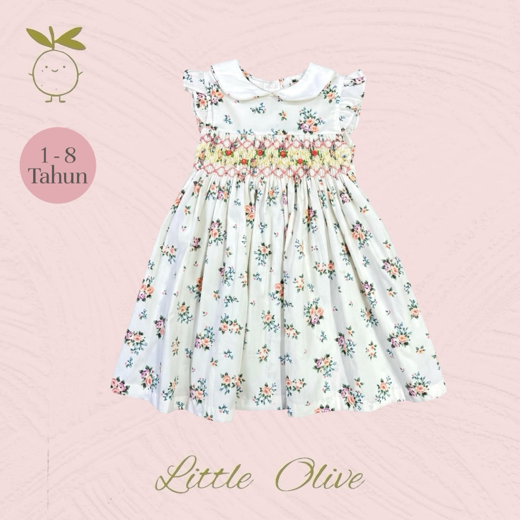 Little Olive- Elia Dress | 1-8 Tahun | Dress Dear GG | Terusan anak Cewek | hand smocked Dress