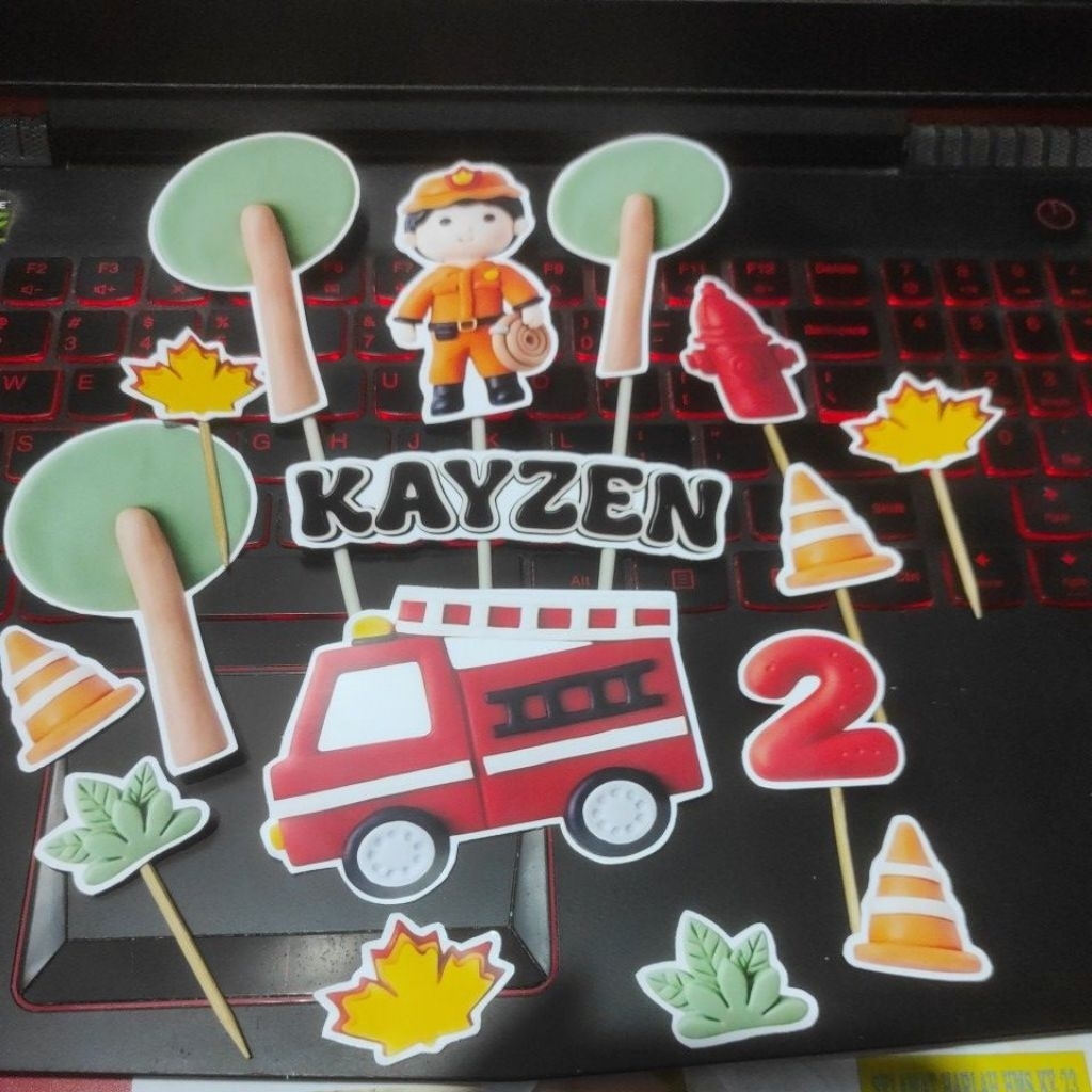 cake topper hiasan kue pemadam kebakaran fire fighter 290226ff lucu