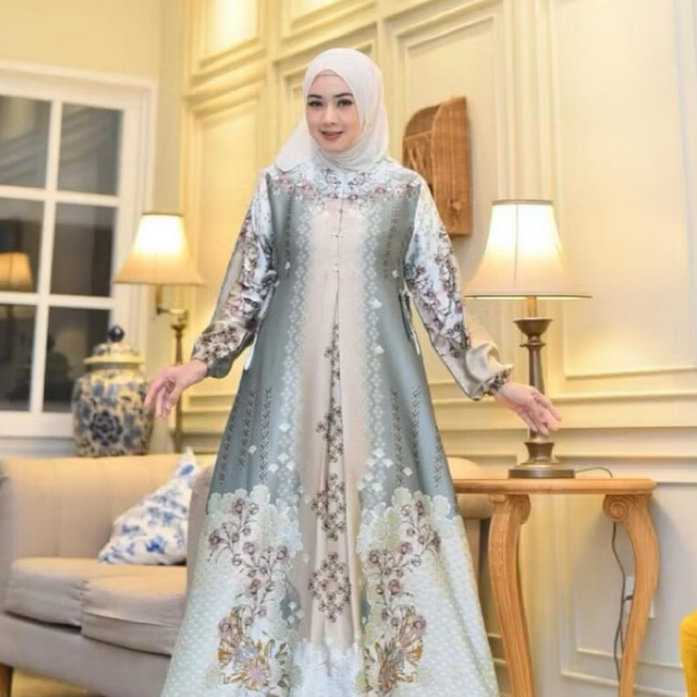 Gamis DIANA silk premium motif bunga