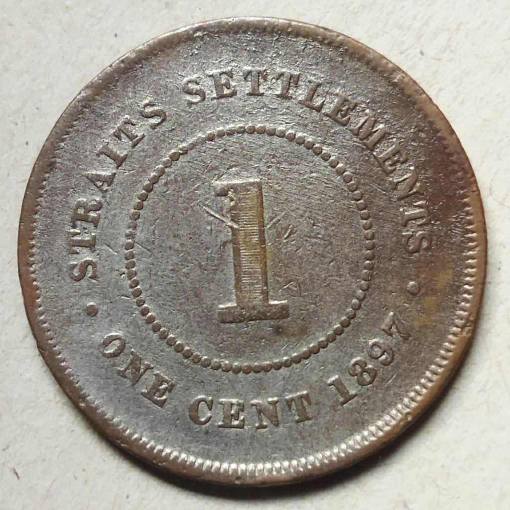 Koin straits settlements 1 cent 1897 Victoria Queen
