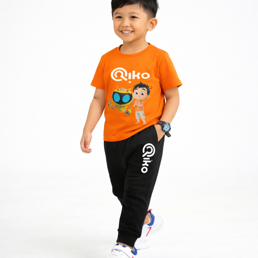 RIKO LEBARAN Baju Setelan Anak Kaos Dan Celana Joger Riko The Series Usia 1-10 Tahun Puasa Lebaran