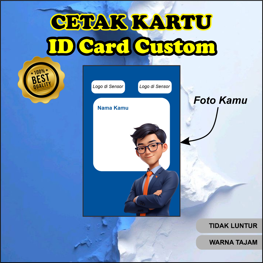 Cetak ID Card Custom Danantara BRI Perusahaan 2 Sisi PVC Free Desain