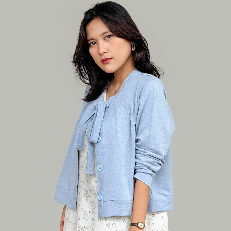 Mori Knit Cropped Cardigan Outer Rajut Wanita Crop Korean Style