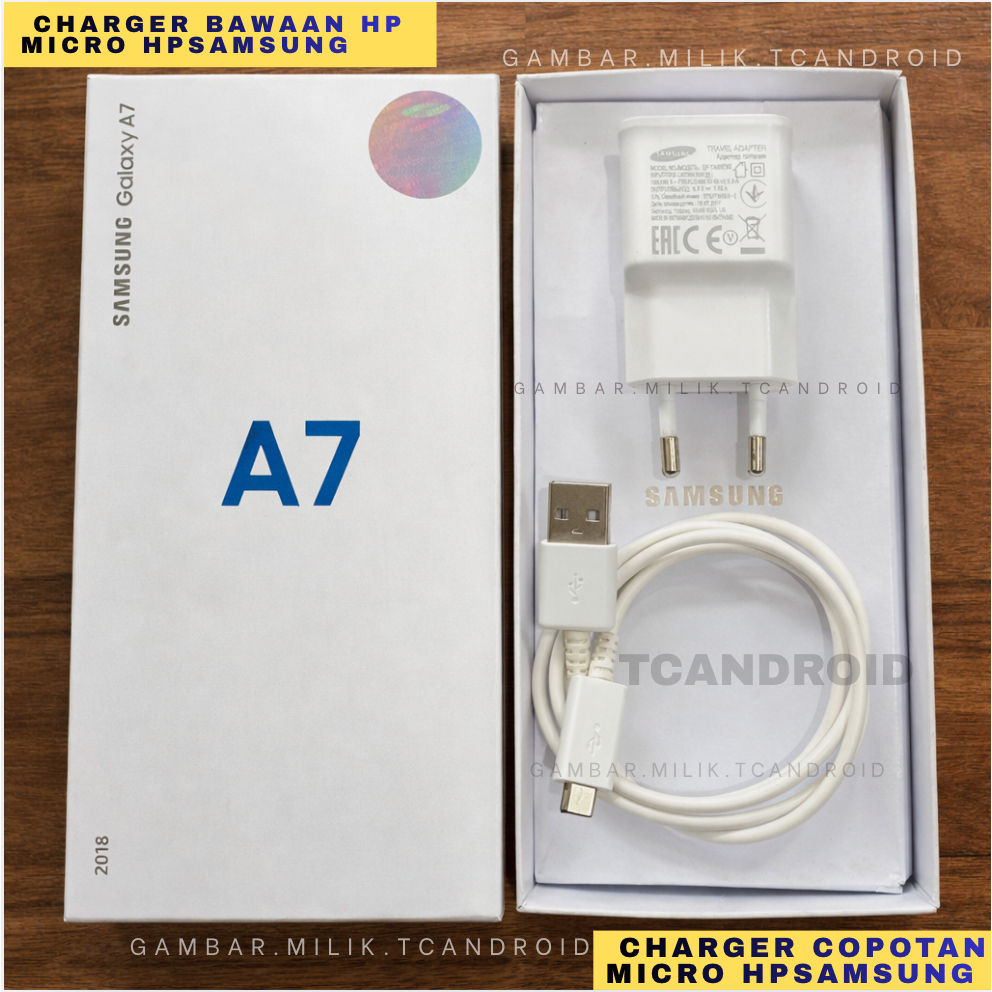 Charger Samsung A7 2018 Copotan Original Bawaan HP Kabel Data Type Micr USB Asli Bergaransi