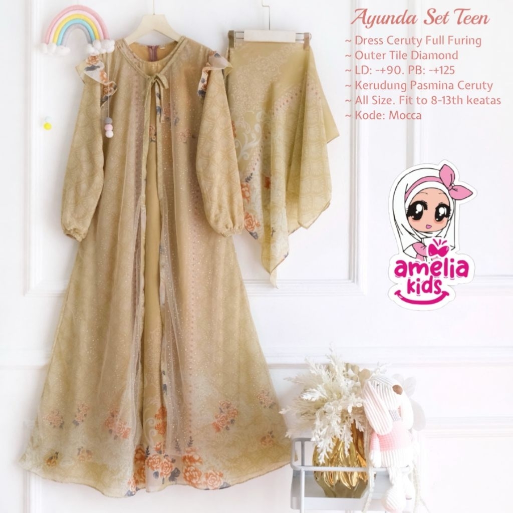 AYUNDA • SHIREEN• SHEILA KIDS BY AMELIA SET MUSLIM ANAK GAMIS + JILBAB