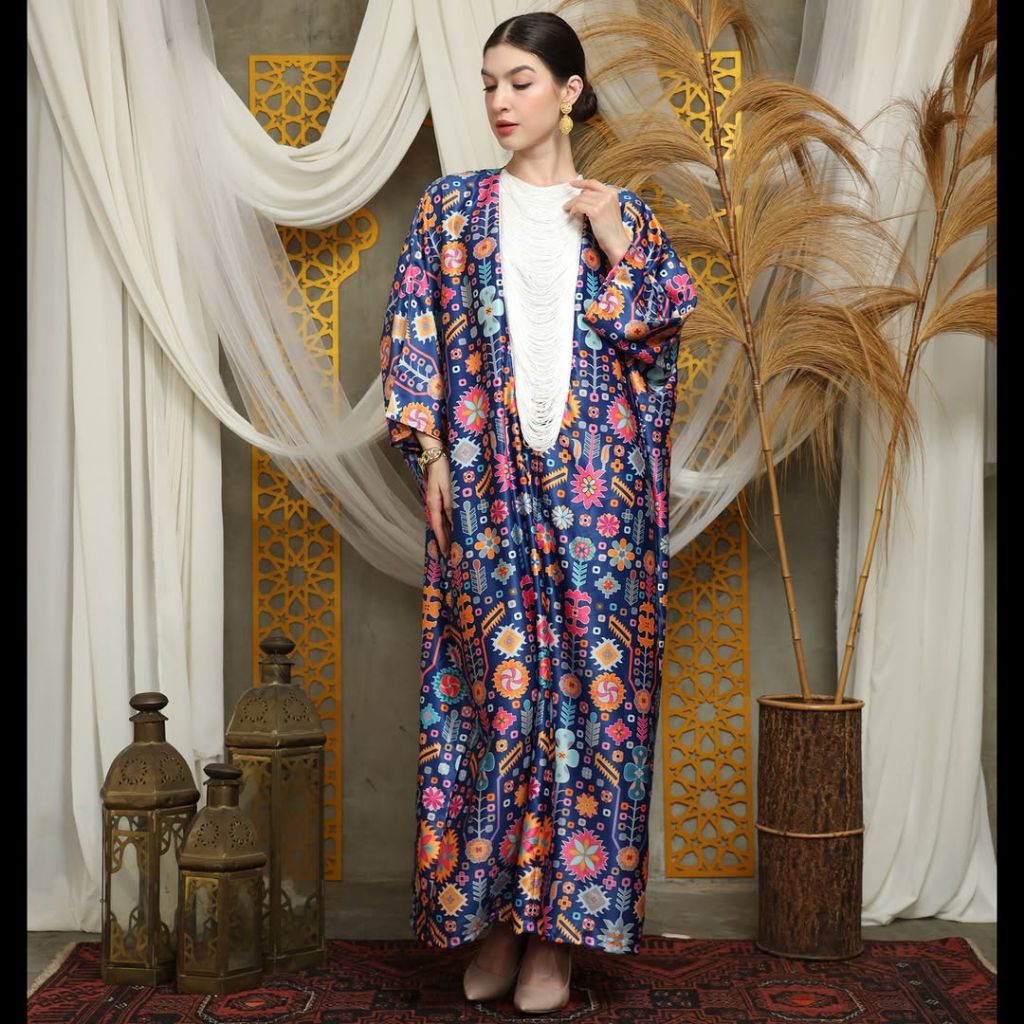 Kaftan Biru | Kaftan Navy | Kaftan Modern | Kaftan Jumbo | Long Kaftan | Dress Biru | Dress Navy | L