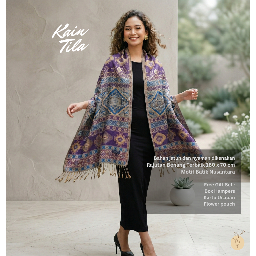 Kaintila Soraya - Syal Selendang Batik Benang Emas | Pashmina Outer Gift