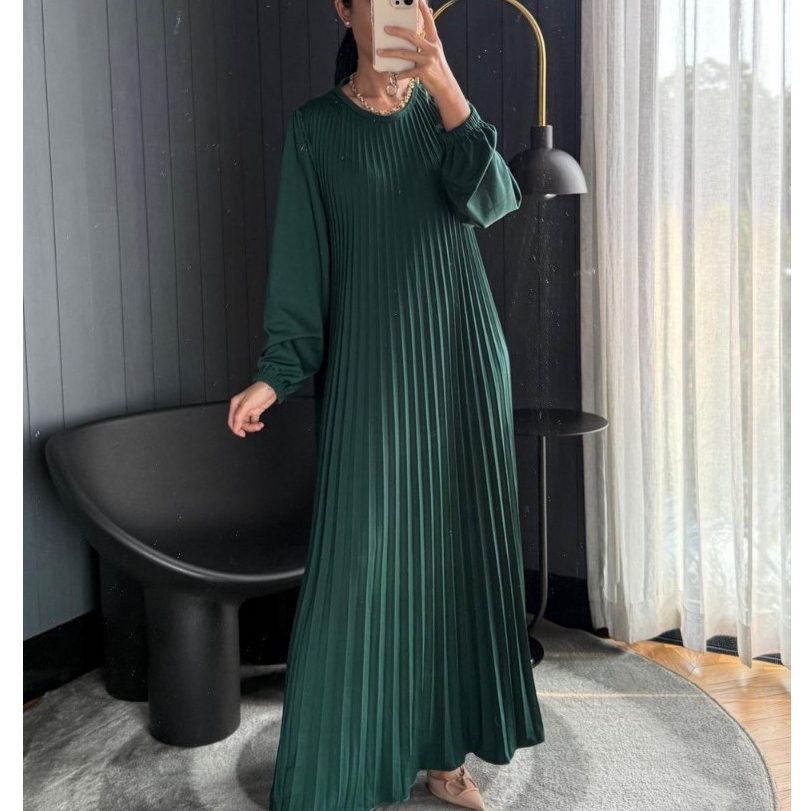 Gamis Plisket Mayung Maxy Premium Lengan Panjang, Bahan Jersey Hyget Super