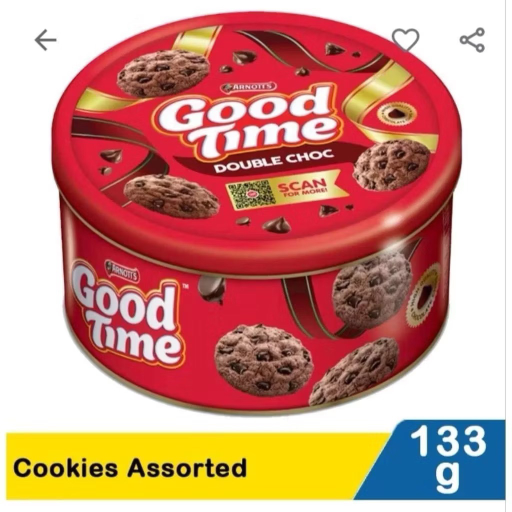 Biskuit Kaleng Good Time 277 gram - Double Choco, Kerenyahan Coklat untuk Camilan Lebaran