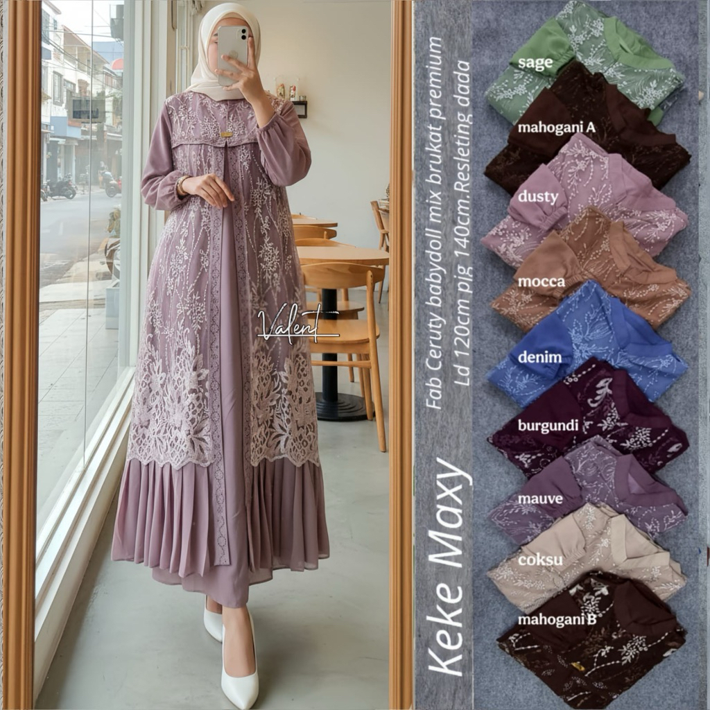 (COD) gamis ceruty babydoll mix brokat trend 2026 terbaru
