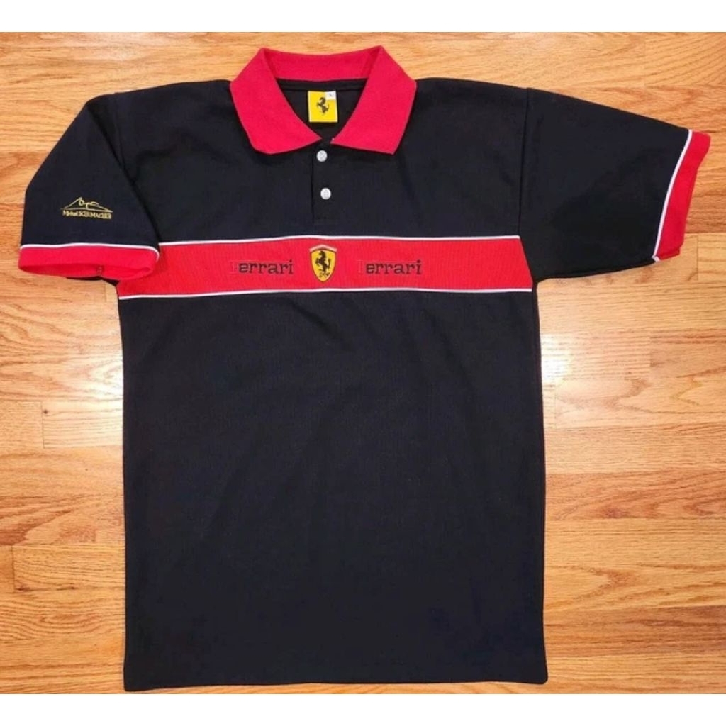 Polo Ferrari Michael Schumacher Vintage Original Official Merchandise Scuderia Ferrari F1 Kaos Kerah
