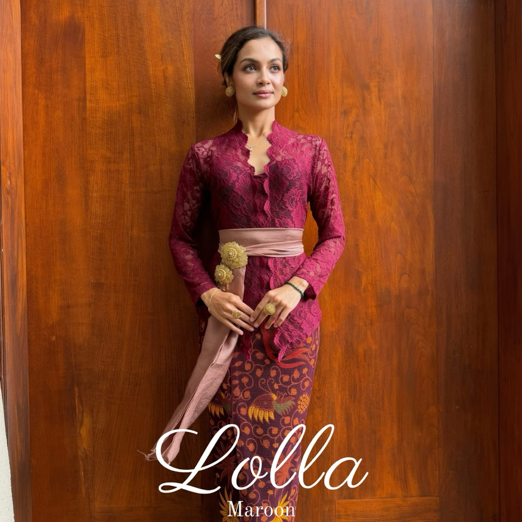 Setelan Kebaya LOLLA - Bali Kartini Brokat Stretch Lengan Panjang | Kebaya Bali | Kebaya Brokat | Ke