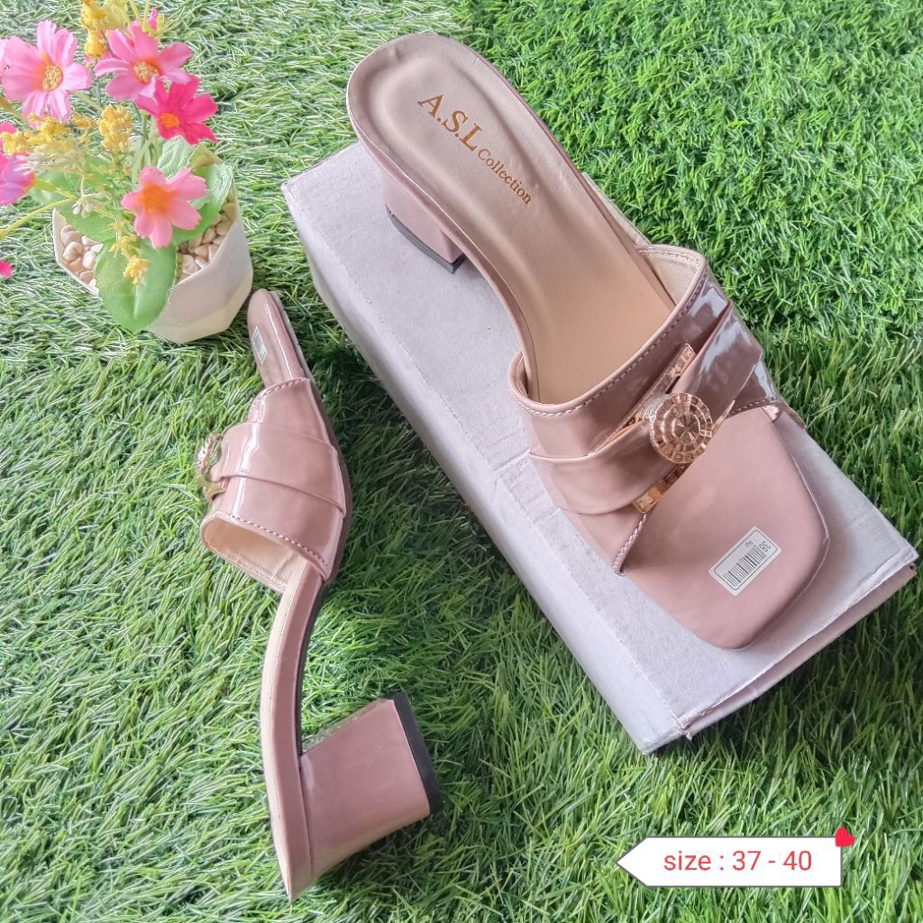 sandal heels wanita hak tahu 5 cm
