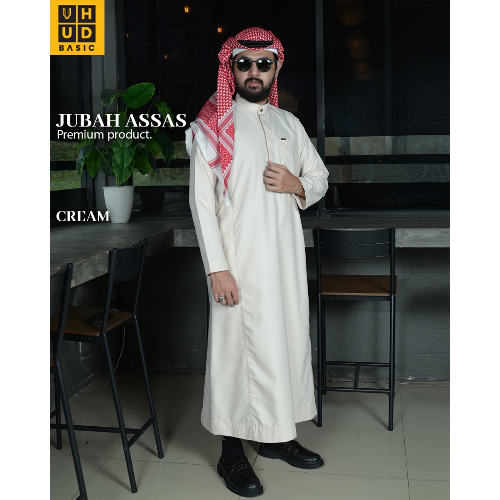 Uhud Basic - Jubah Assas Jubah Pria Dewasa Berbahan Polyester Lembut dan Nyaman S-2XL