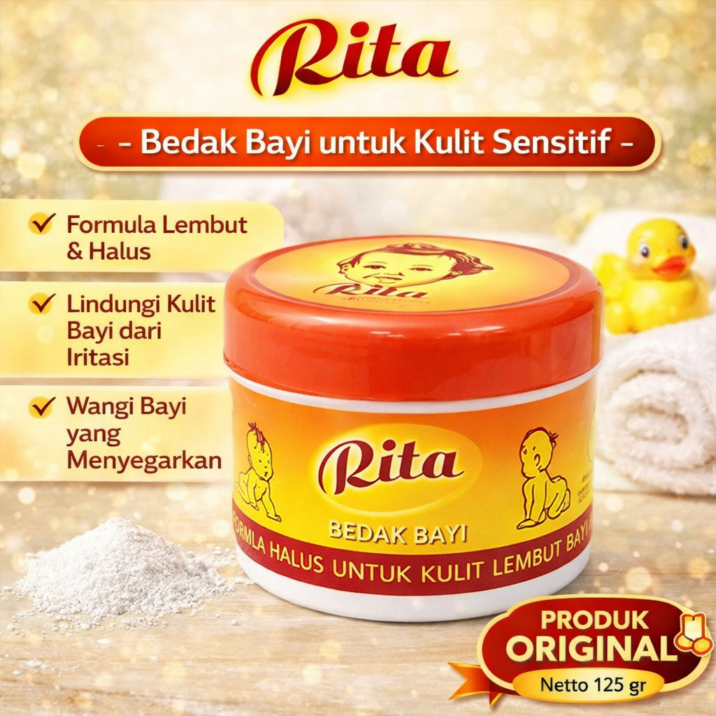 RITA BEDAK BAYI 125 GR | BEDAK BAYI LEMBUT | UNTUK KULIT SENSITIF.