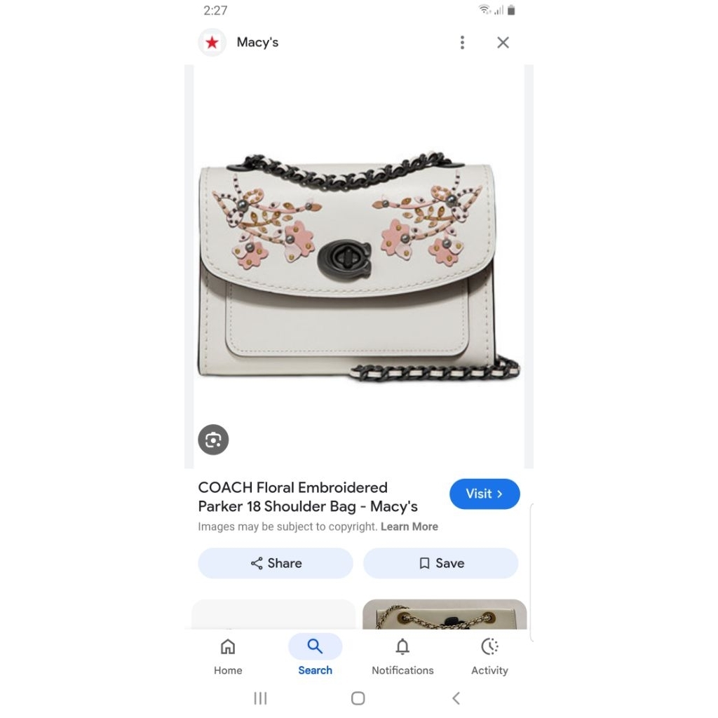 Tas Preloved Coach* Floral Embroidered Parker* 18 shoulder bag.