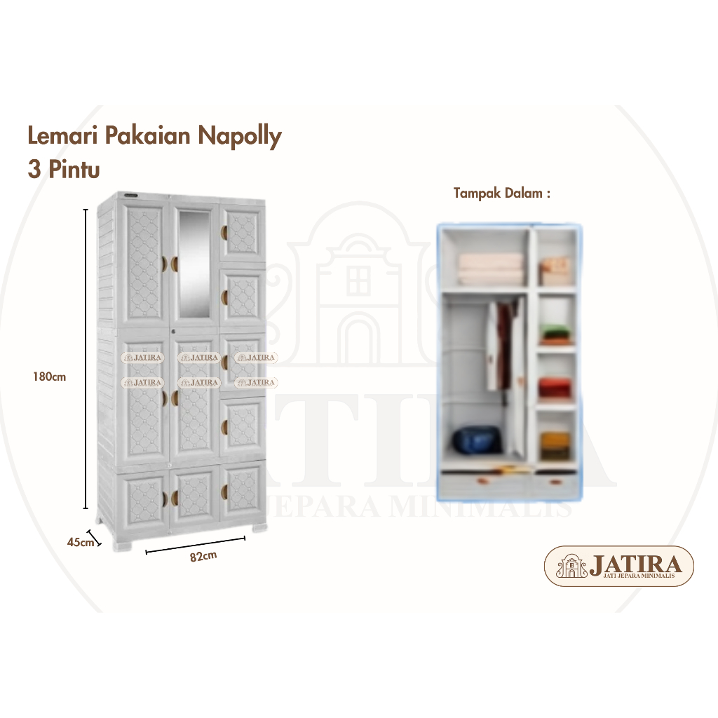Lemari Pakaian Napolly 3 Pintu | Lemari Plastik Napolly 3 Pintu Murah Palembang