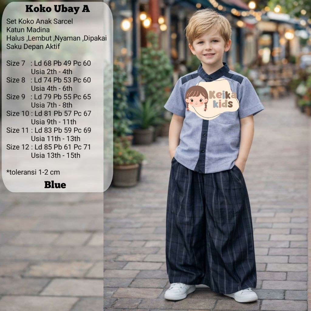 KOKO AYUB UBAY SET KOKO ANAK SARCEL KATUN MADINA USIA 2-15 TAHUN SET SARCEL ANAK KEKINIAN