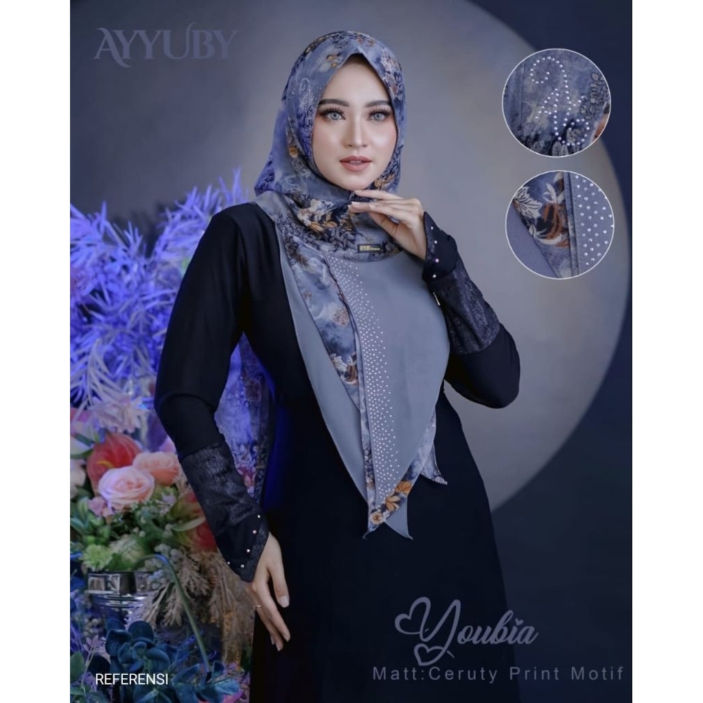 RORII SHOP HIJAB INSTAN KHIMAR HODIE YOUBIA MOTIF CERUTYBABYDOLL ORIGINAL AYYUBI