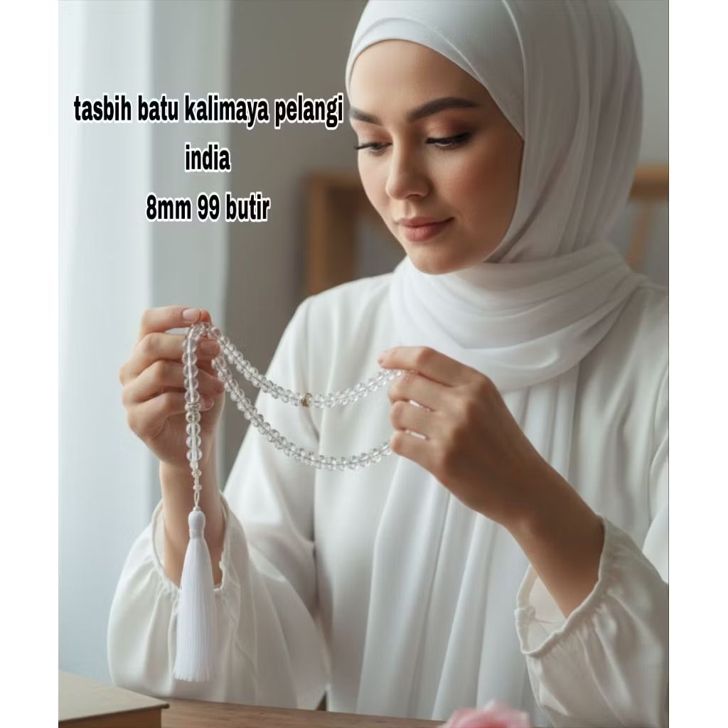 Tasbih batu kalimaya pelangi India 8 mm 99 butir