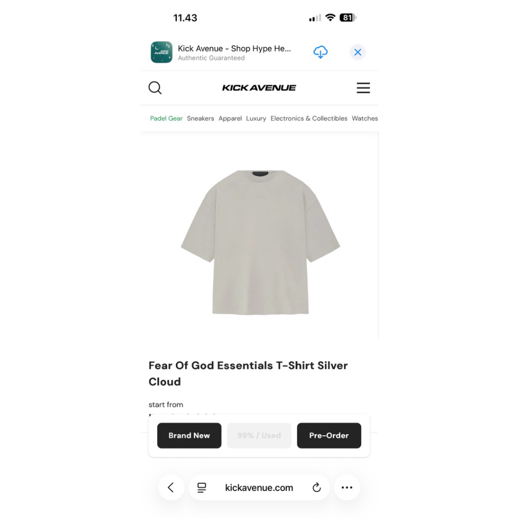 fear of god essentials T-shirt silver cloud