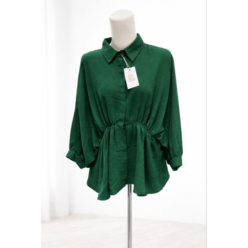 Aliya Blouse- Blouse Crinkle Airflow Premium - Kerut Wanita Oversized - Batwing Top Blouse