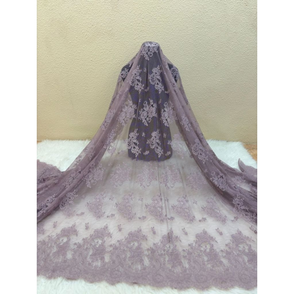 Bakal Kain Kebaya Brokat YSl Semi Italy Metalik Premium Cemara  2,5 mtr