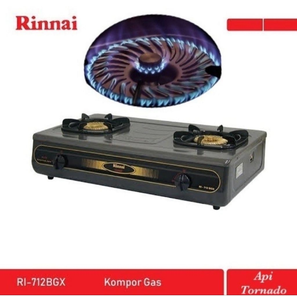 Kompor Rinnai RI-712BGX Api tornado besar  / Kompor 2 Tungku Ada Api Lilin