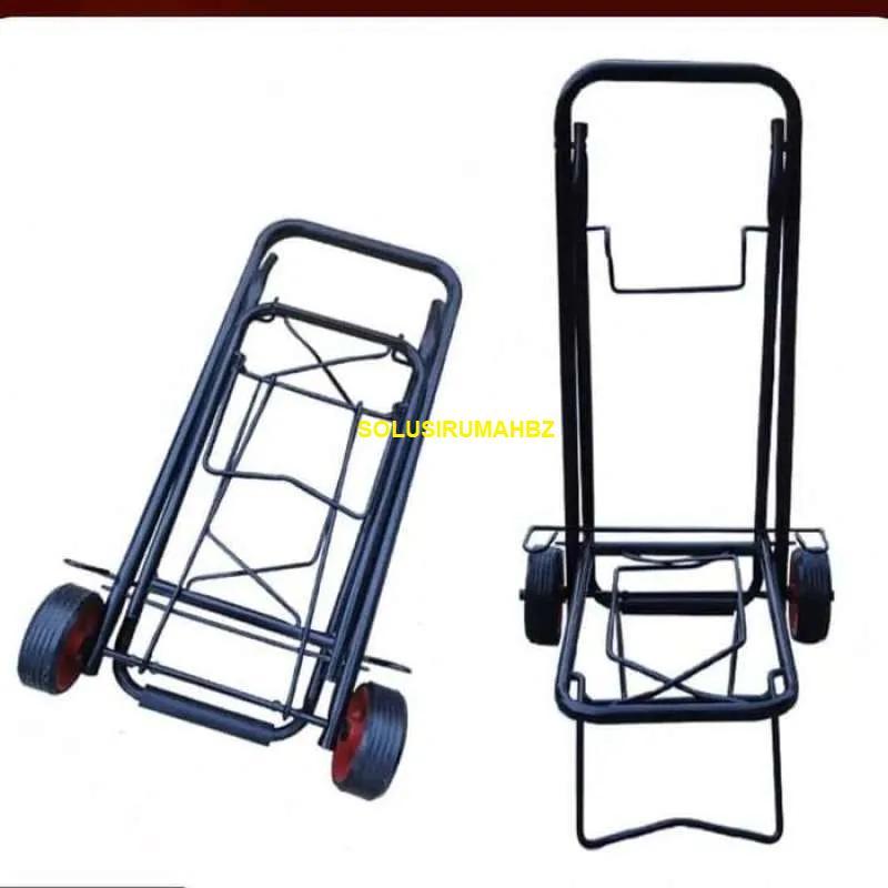 TROLI TAS PIPA RODA KECIL 8CM +- KOPER SILVER LIPAT GEROBAK HANDTRUK