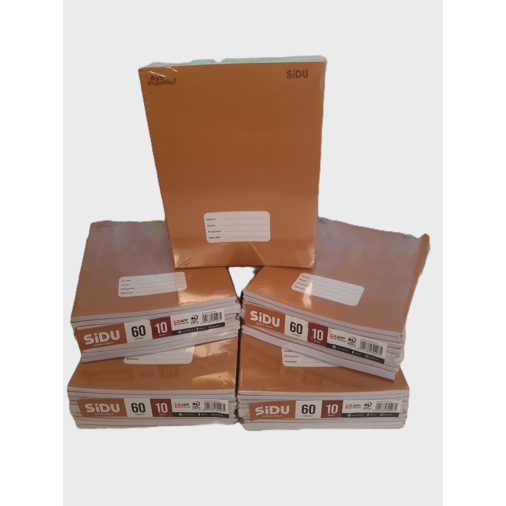 Buku Tulis Sidu Kraf 60-Buku Tulis Sidu Sampul Coklat 60-1 Pack(10 Buku) isi 60 Lembar