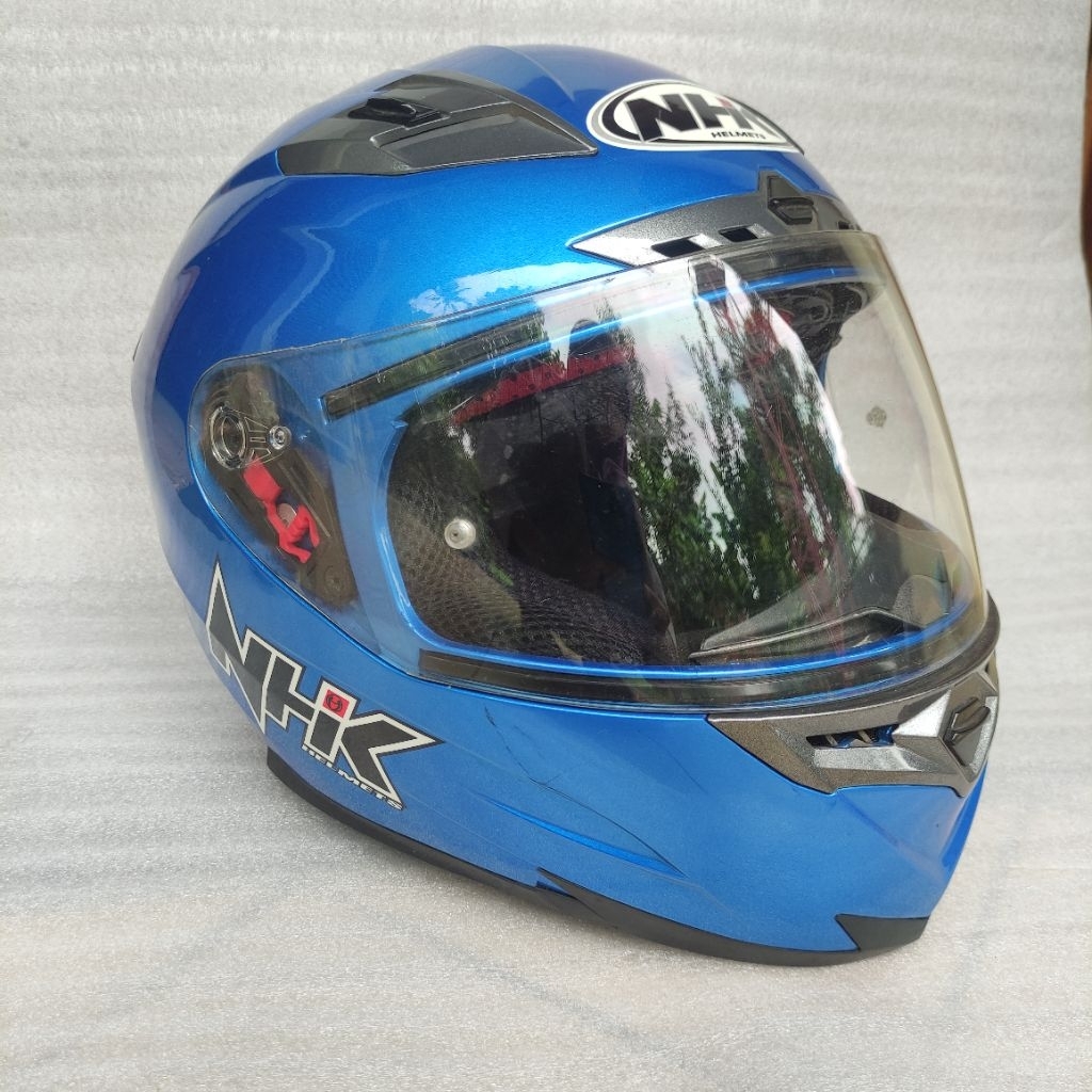 Preloved Helm Racing NHK RX9 Fullface, Double Visor, Blue, Biru Polos