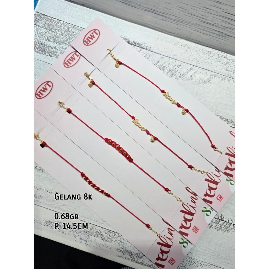 Gelang tali REDLINK lovee bola bola emas gold HWT