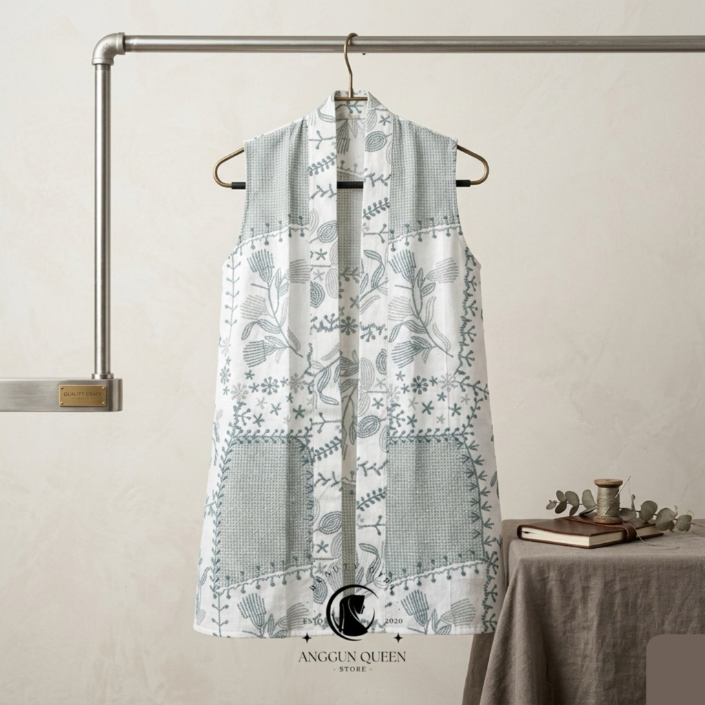 Cardigan batik tanpa lengan wanita - outer wanita tanpa lengan - style kekinian perempuan