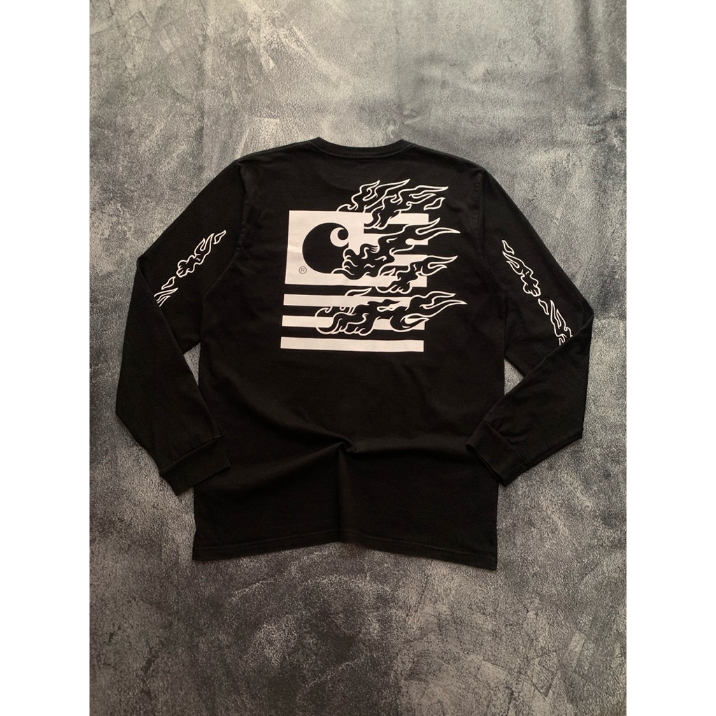 carhartt wip L/S state flames black (sold )