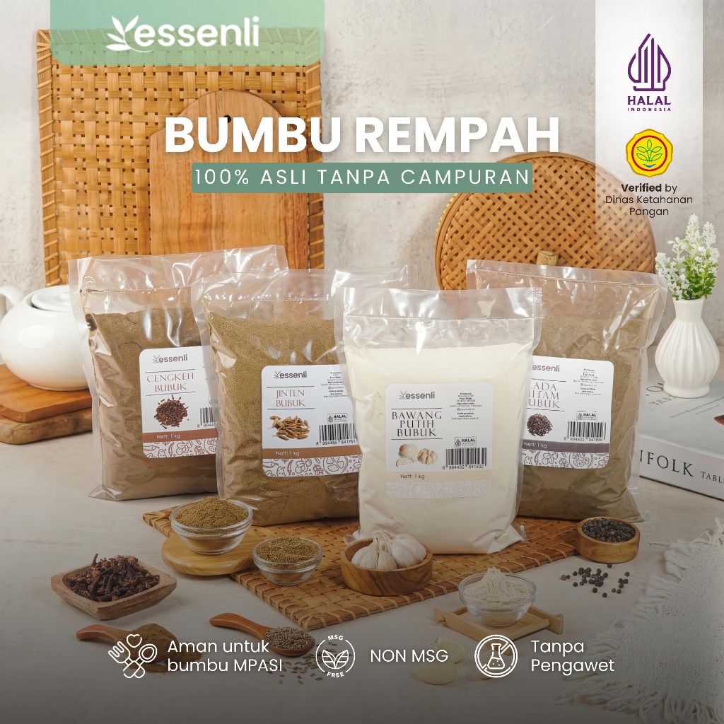 ESSENLI Bumbu Rempah Bubuk Dapur Praktis Halal Kemasan 1Kg