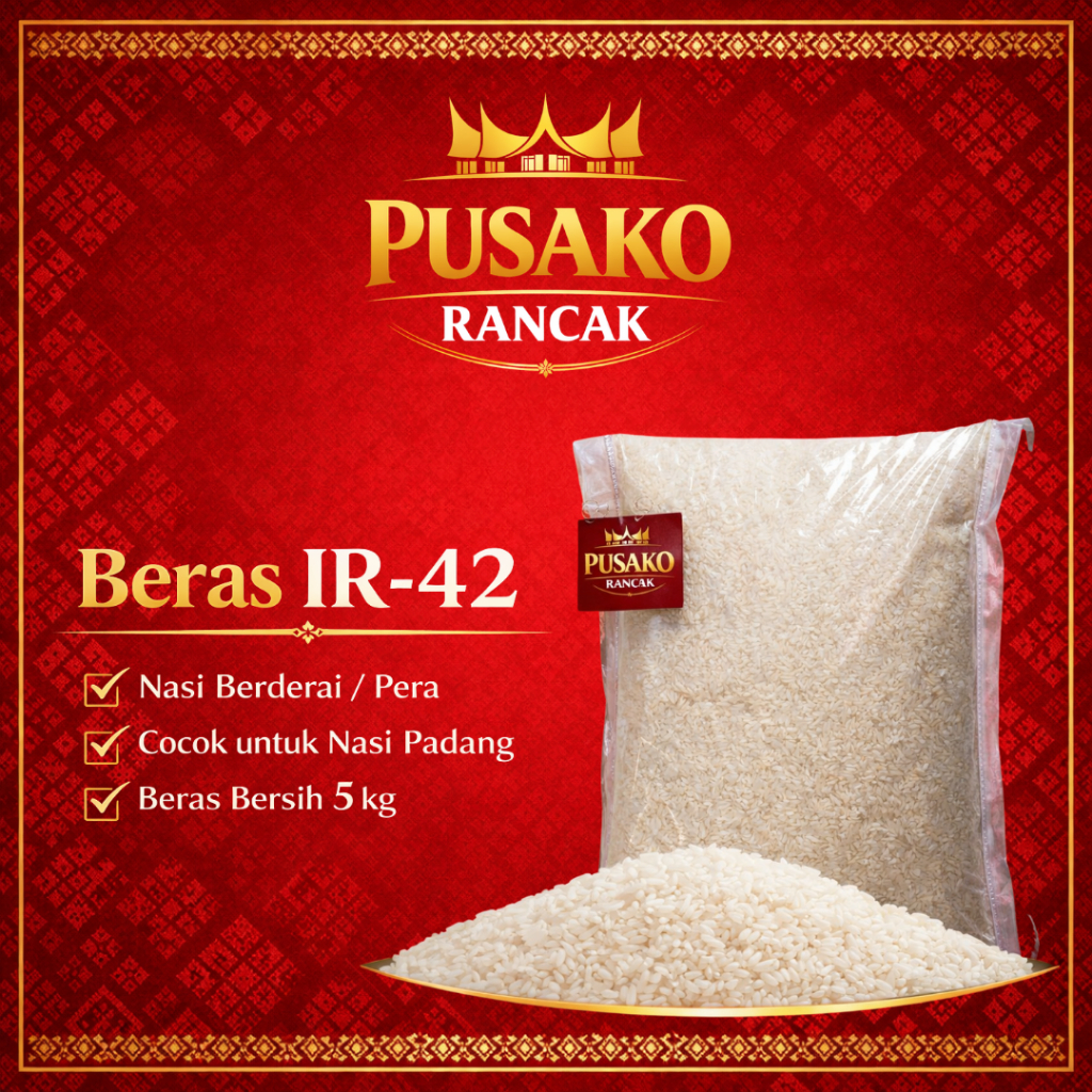 Beras Pera Minang PUSAKO RANCAK 5kg - Beras Pera - Beras IR42 - Beras Premium - Beras 5kg