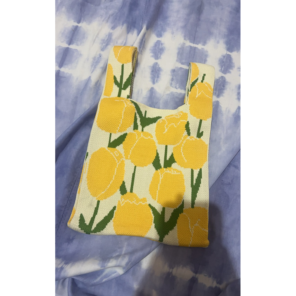 Tas Wanita Totebag Rajut Kanvas (Preloved belum dipakai)