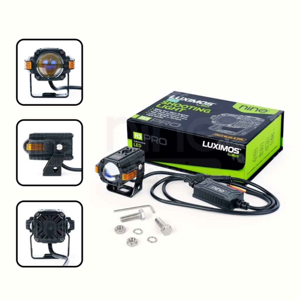 LAMPU LED SHOTING LIGHT MINI PROJIE LENS R3/R3pro NINE LUXIMOS PROJIE MINI YELOW-PUTIH  HI/LOW 43w