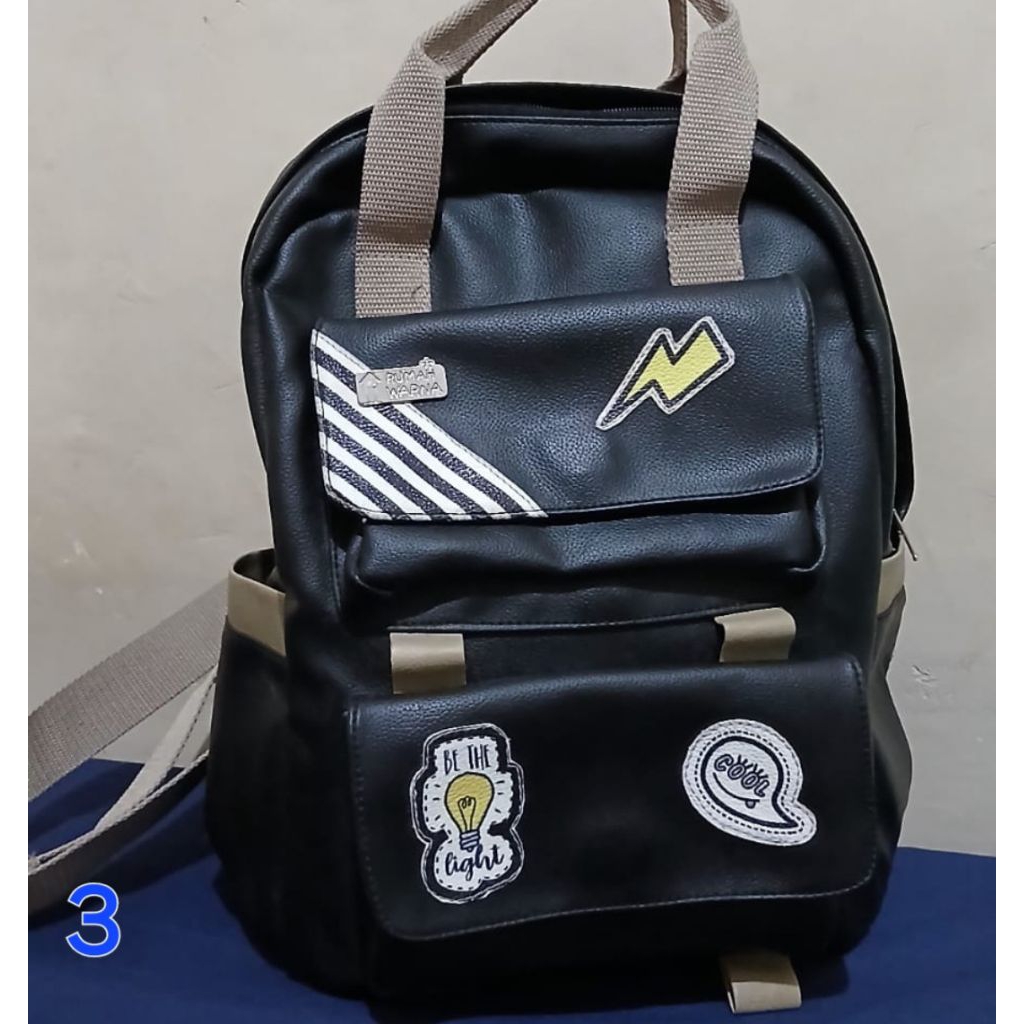 PRELOVED Tas Ransel Lili Motif by Rumah Warna (hitam)