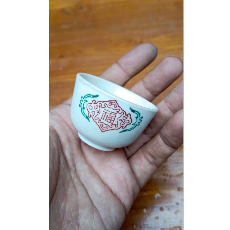 cangkir sloki keramik antik China vintage jadul